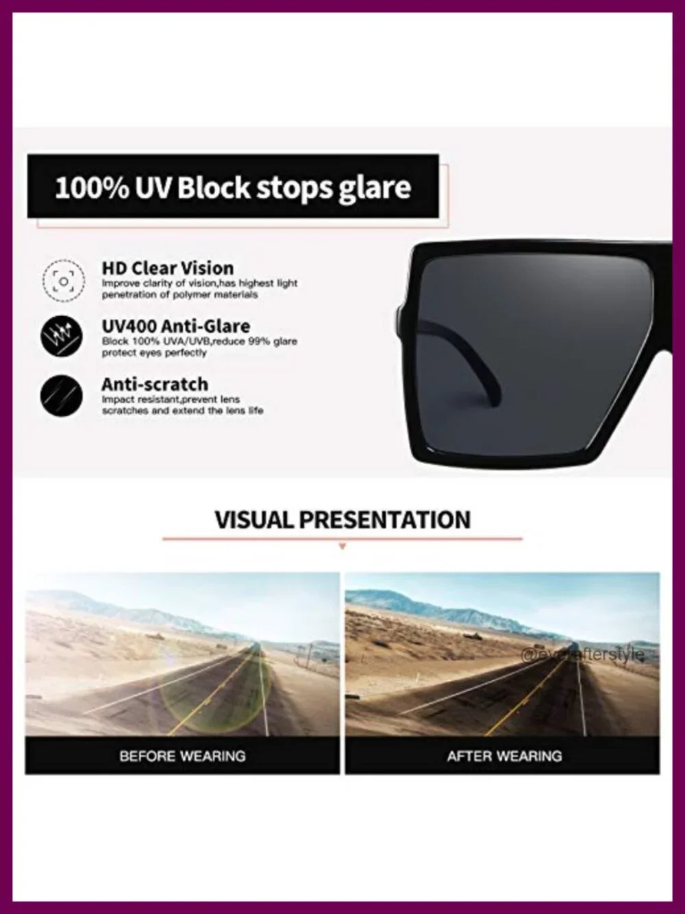 Retro Square Sunglasses for Women Men Large Frame UV400